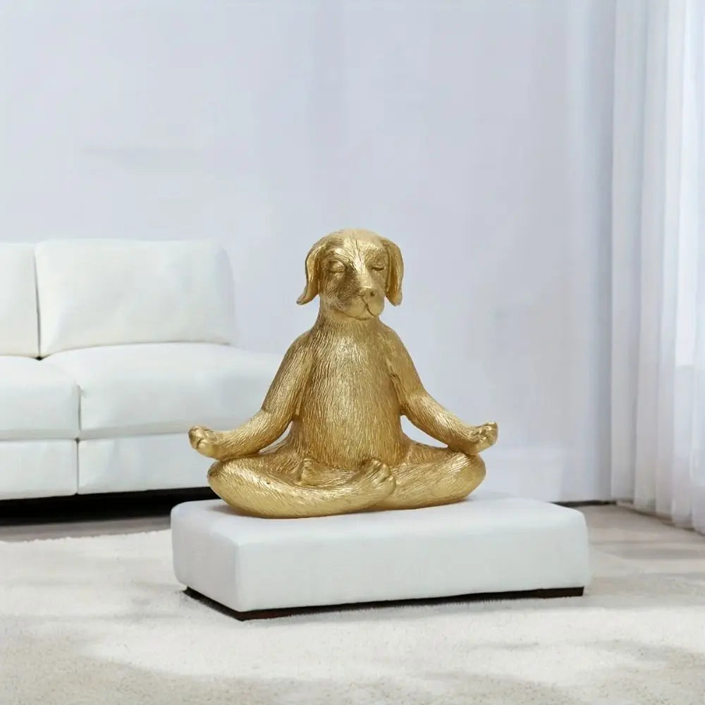 Home Decoration Resin Dog Yoga Statue Unique Modern Dog Figurine Retro Handicraft Animal Miniatures Sculpture Office
