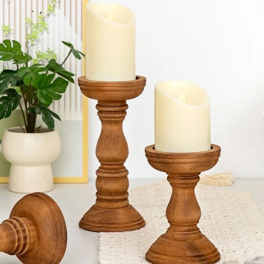 New Style Retro Wooden Candle Holder 3-piece Set Candle Container Desktop Decoration Home Decor Wedding Candle Holder