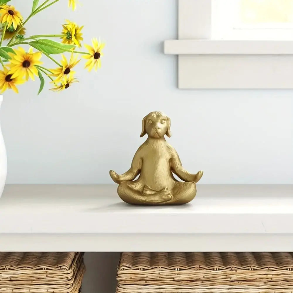 Home Decoration Resin Dog Yoga Statue Unique Modern Dog Figurine Retro Handicraft Animal Miniatures Sculpture Office