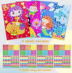 Children Dot Coloring Book DIY Color Dot Cartoon Animal Drawing Mosaic Puzzle Stickers Children Learn Creative Educational Toys