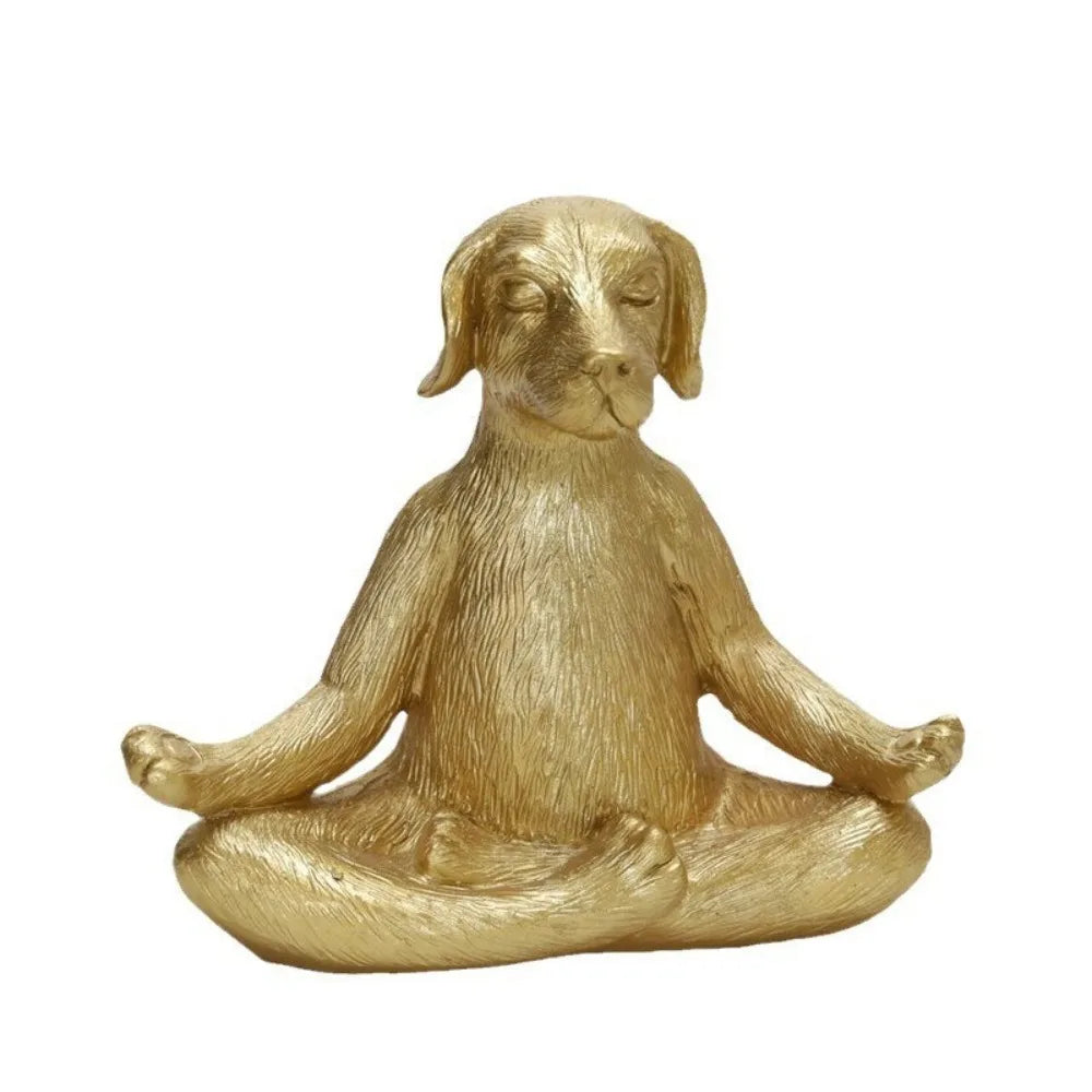 Home Decoration Resin Dog Yoga Statue Unique Modern Dog Figurine Retro Handicraft Animal Miniatures Sculpture Office