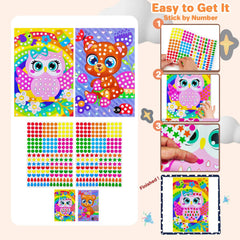 Children Dot Coloring Book DIY Color Dot Cartoon Animal Drawing Mosaic Puzzle Stickers Children Learn Creative Educational Toys