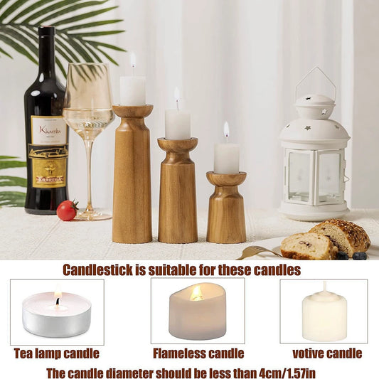 Vintage Wooden Candle Holders, Dining Tables, Weddings, Parties, Christmas, Desktop Romantic Decoration Candle Holders