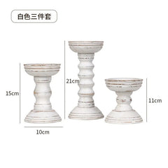 New Style Retro Wooden Candle Holder 3-piece Set Candle Container Desktop Decoration Home Decor Wedding Candle Holder
