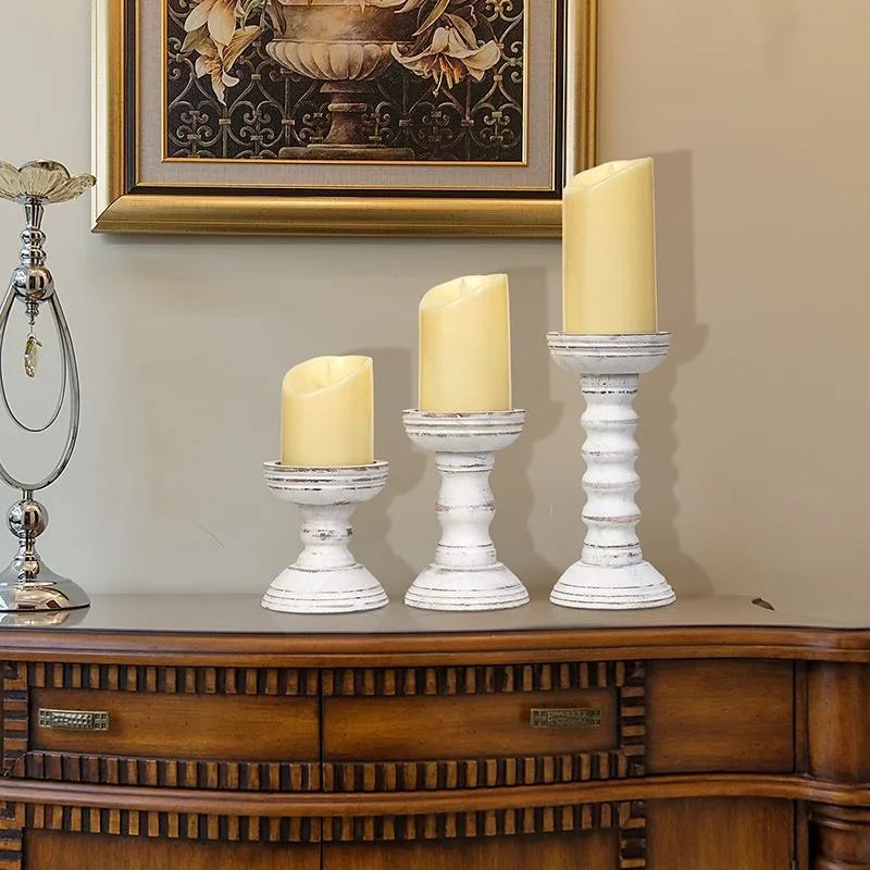 New Style Retro Wooden Candle Holder 3-piece Set Candle Container Desktop Decoration Home Decor Wedding Candle Holder