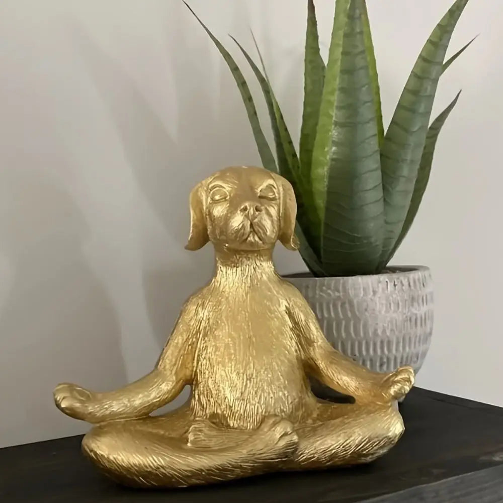 Home Decoration Resin Dog Yoga Statue Unique Modern Dog Figurine Retro Handicraft Animal Miniatures Sculpture Office