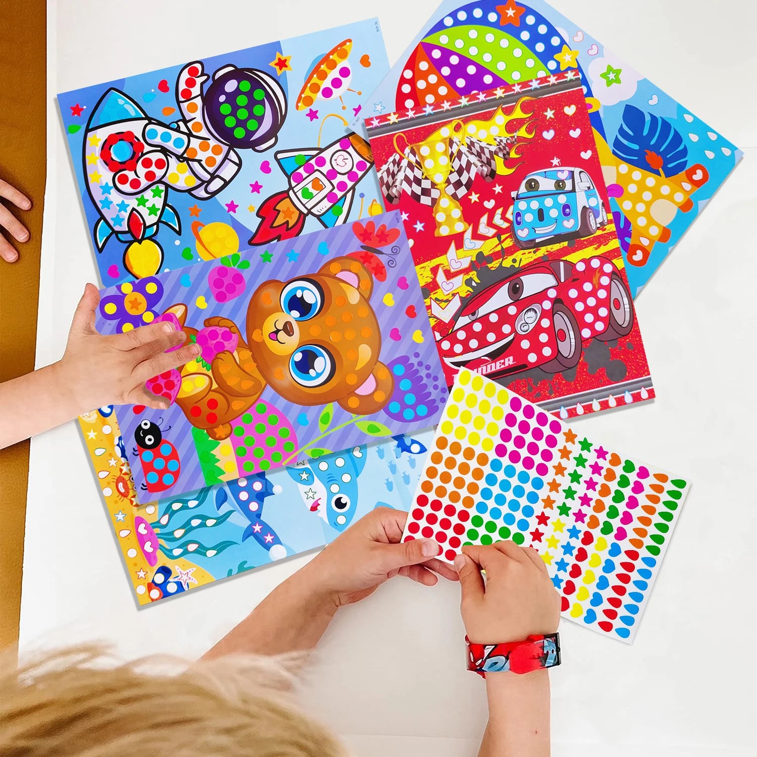 Children Dot Coloring Book DIY Color Dot Cartoon Animal Drawing Mosaic Puzzle Stickers Children Learn Creative Educational Toys